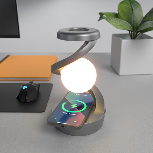 LumoLift: Floating Colour-Changing LED Lamp – Rotating Ambient Light with Wireless Phone Charging and Stepless Dimming