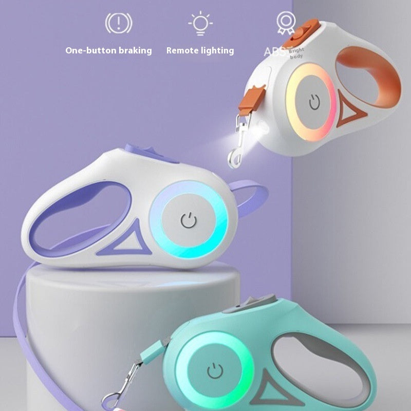GlowGuide - Retractable Dog/Cat Leash With LED Handle & Built-In Spotlight