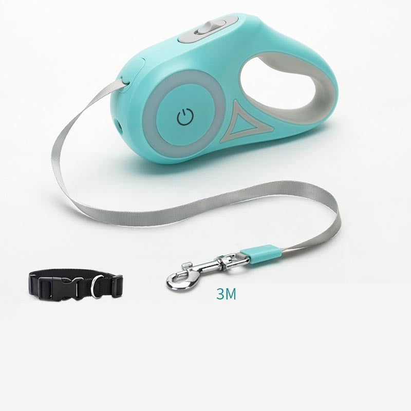 GlowGuide - Retractable Dog/Cat Leash With LED Handle & Built-In Spotlight