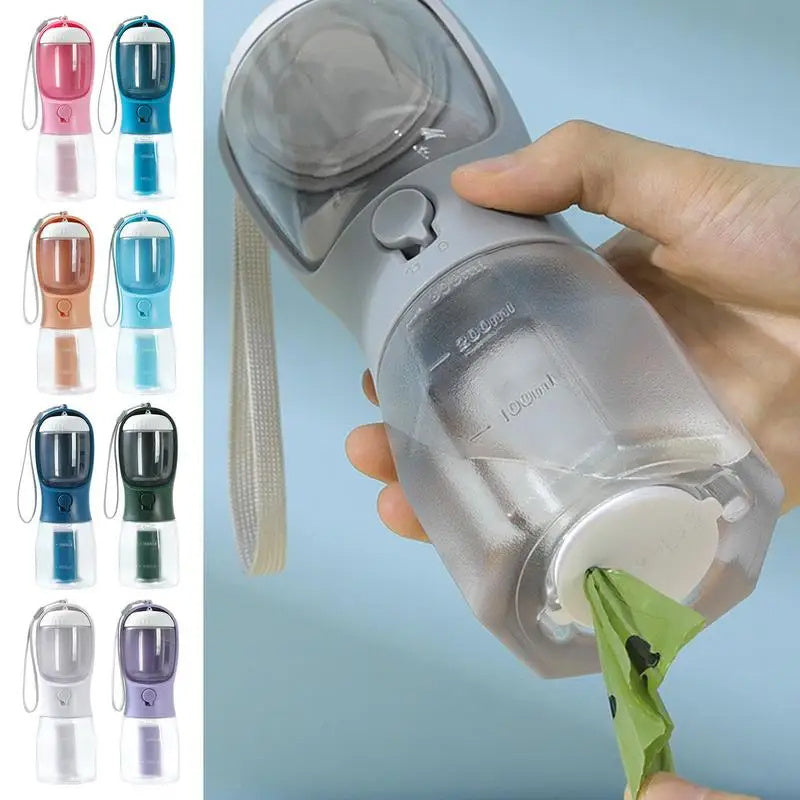 HydroPaw - Portable 3-in-1 Pet Cup - 300ml Water, 100g Food & Waste Bag Compartment With Water Filter System