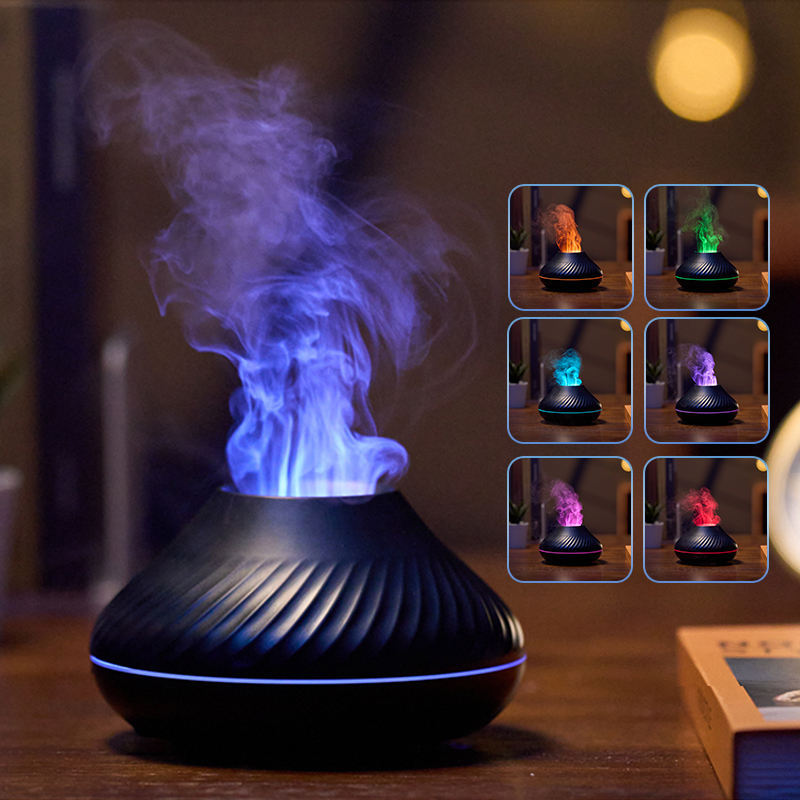 EmberraGlow 3D Flame Aroma Diffuser – Volcano Mist Humidifier with Colour-Changing Lights for Relaxation & Sleep