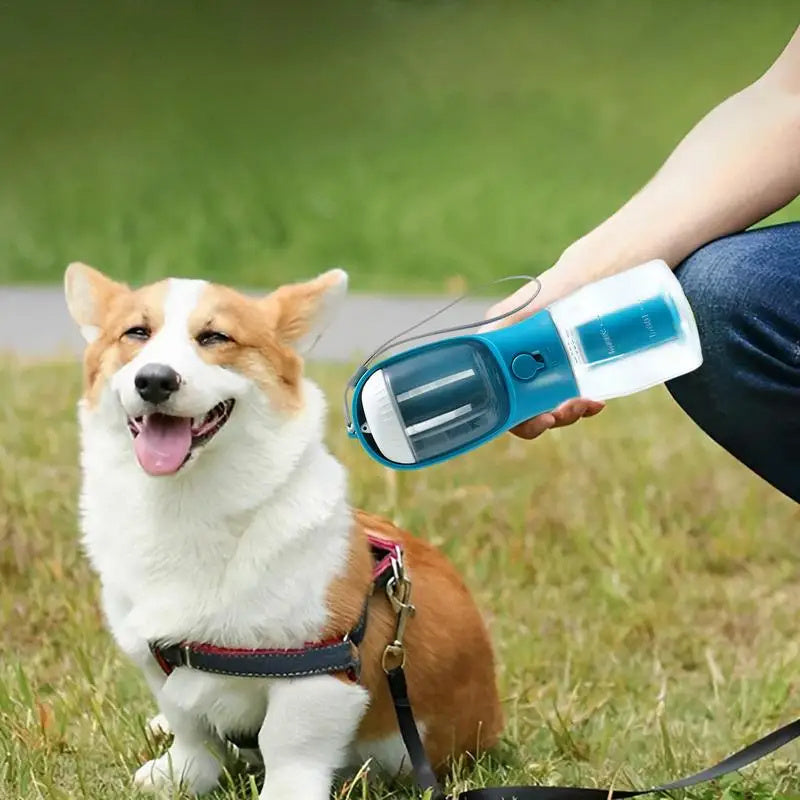 HydroPaw - Portable 3-in-1 Pet Cup - 300ml Water, 100g Food & Waste Bag Compartment With Water Filter System