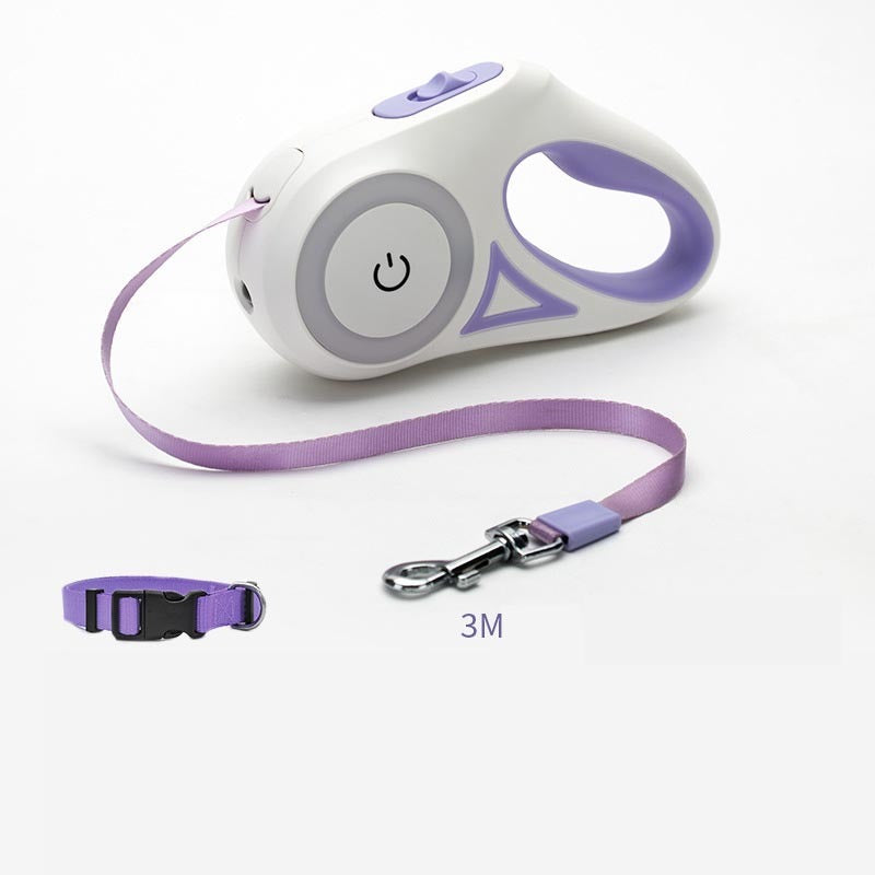 GlowGuide - Retractable Dog/Cat Leash With LED Handle & Built-In Spotlight