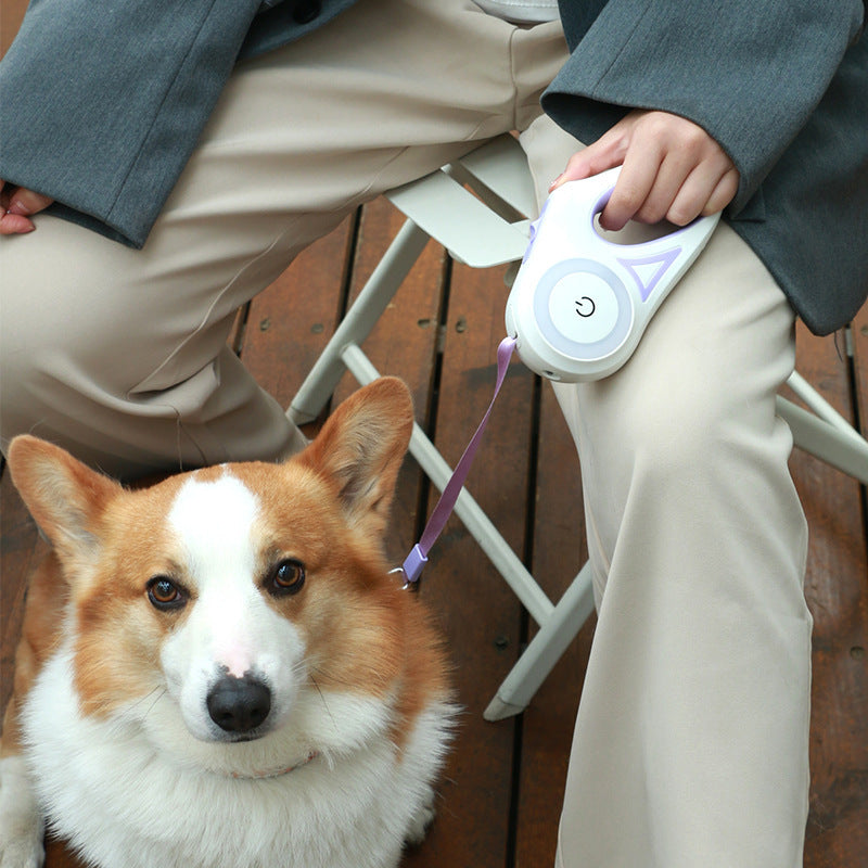 GlowGuide - Retractable Dog/Cat Leash With LED Handle & Built-In Spotlight