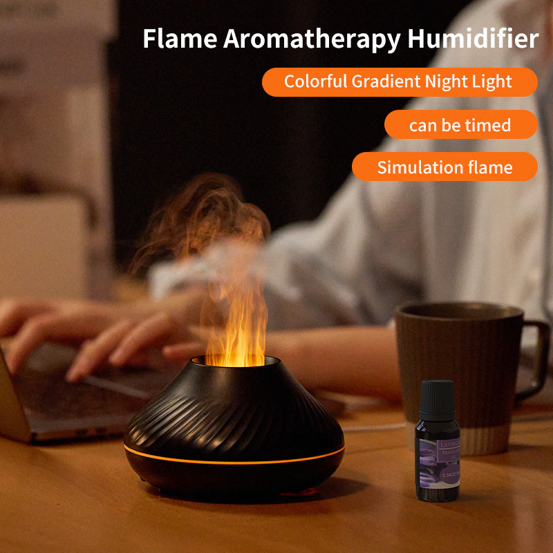 EmberraGlow 3D Flame Aroma Diffuser – Volcano Mist Humidifier with Colour-Changing Lights for Relaxation & Sleep