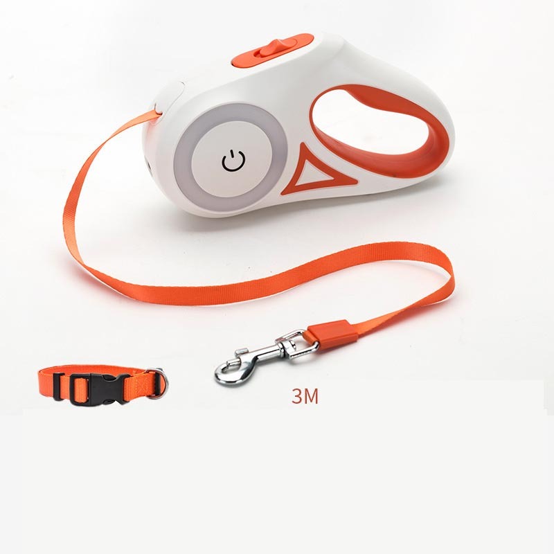 GlowGuide - Retractable Dog/Cat Leash With LED Handle & Built-In Spotlight
