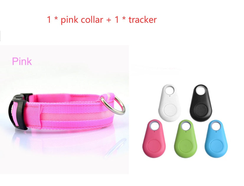 Radiant Paw - LED Safety Dog Collar. Anti-Lost Tracker Included
