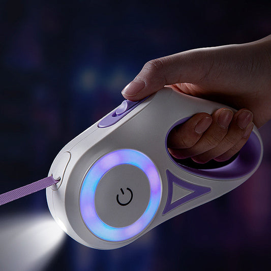 GlowGuide - Retractable Dog/Cat Leash With LED Handle & Built-In Spotlight