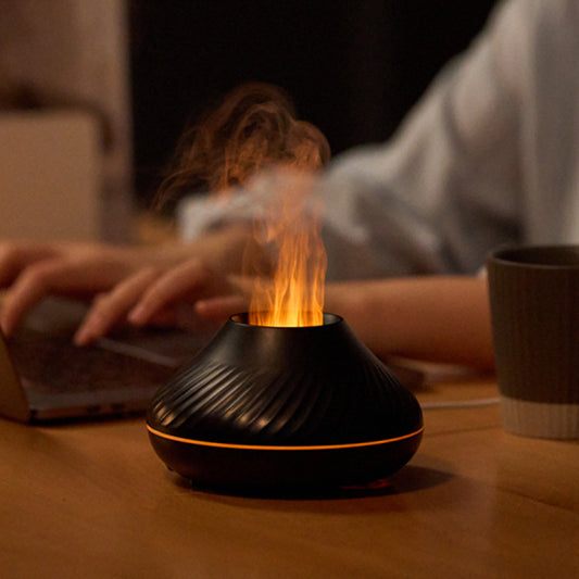 EmberraGlow 3D Flame Aroma Diffuser – Volcano Mist Humidifier with Colour-Changing Lights for Relaxation & Sleep