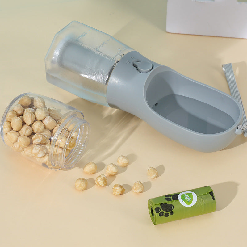 HydroPaw - Portable 3-in-1 Pet Cup - 300ml Water, 100g Food & Waste Bag Compartment With Water Filter System