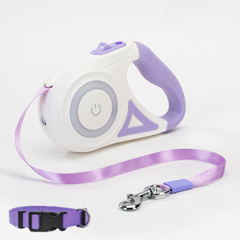 GlowGuide - Retractable Dog/Cat Leash With LED Handle & Built-In Spotlight