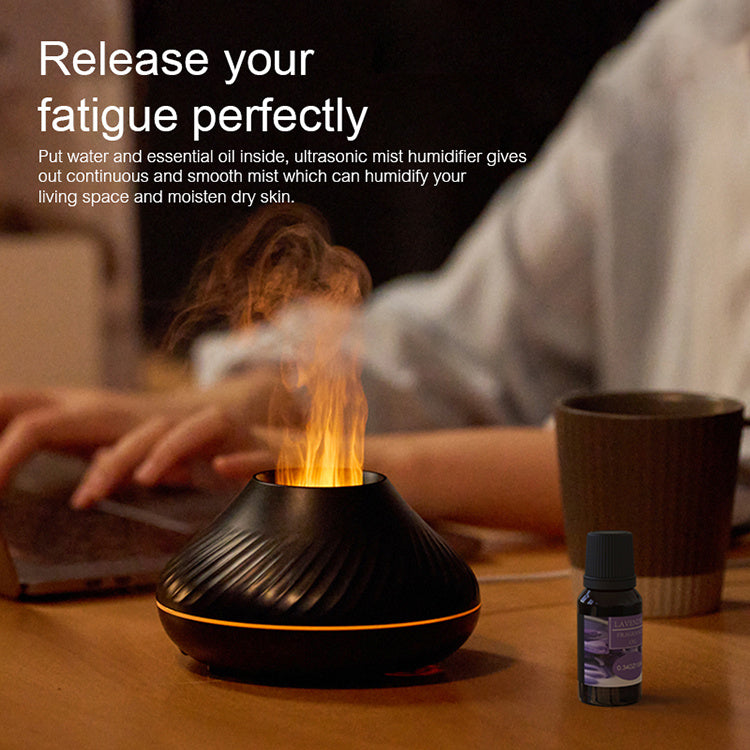 EmberraGlow 3D Flame Aroma Diffuser – Volcano Mist Humidifier with Colour-Changing Lights for Relaxation & Sleep