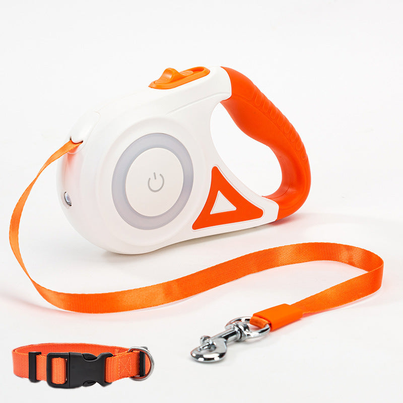 GlowGuide - Retractable Dog/Cat Leash With LED Handle & Built-In Spotlight